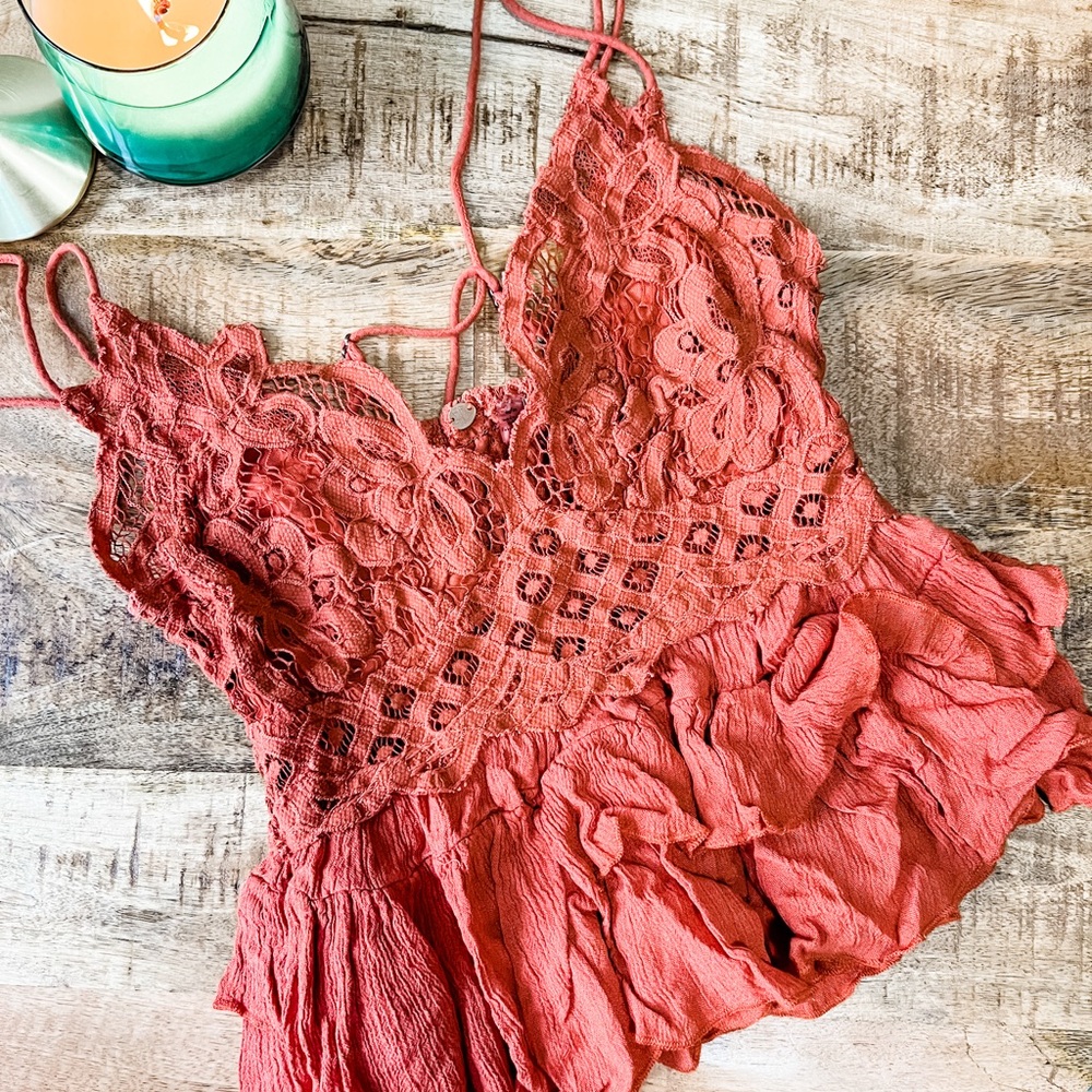 Free People Adella Cami top Rust Winding Roads